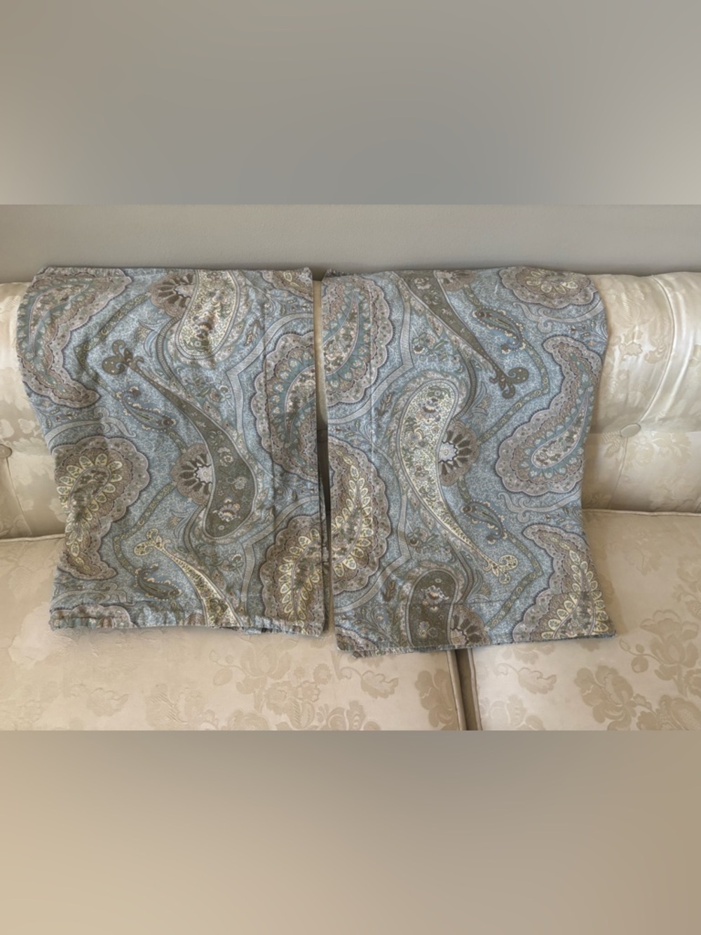 Vintage Pottery Barn 2 Sienna Paisley Pillowcase Sham Standard 100% Cotton Italy